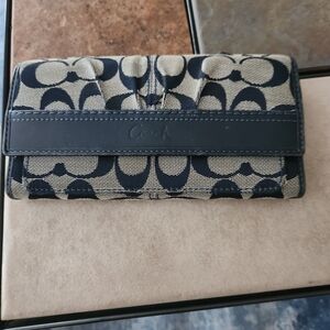 Coach Blue and Beige Signature Clutch